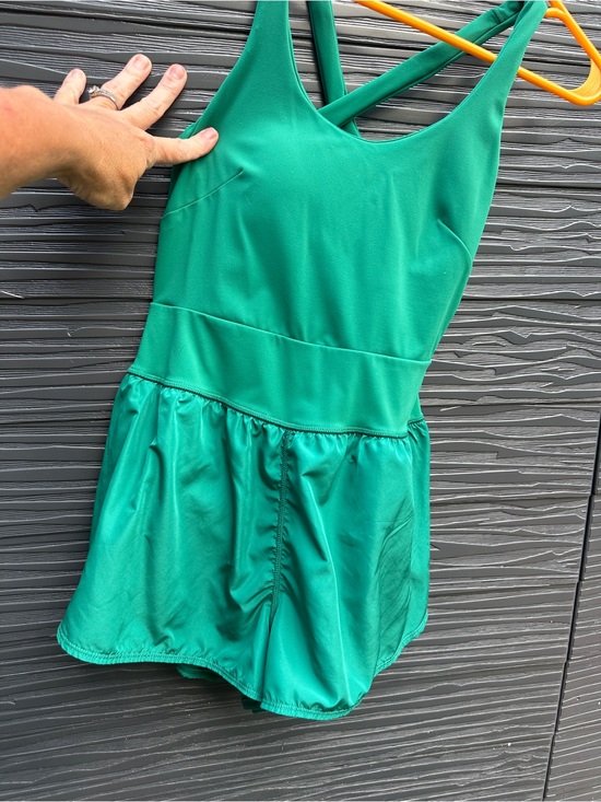 Avia Pants - Avia Green Athletic Romper One Piece Built In Brief Liner Cross Back XS